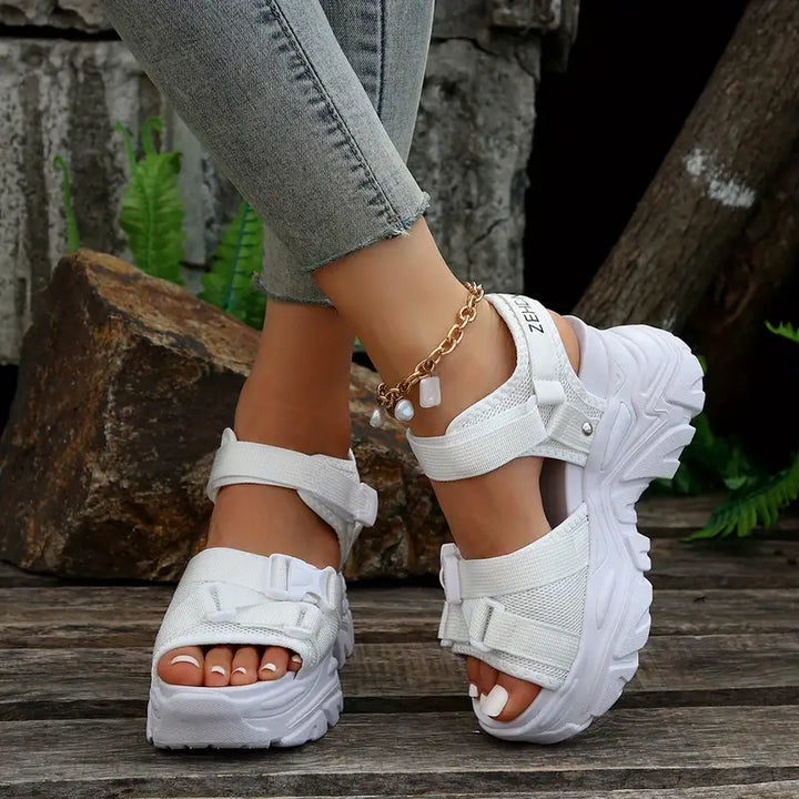 Women's Chic Platform Sandals with Hook & Loop Strap