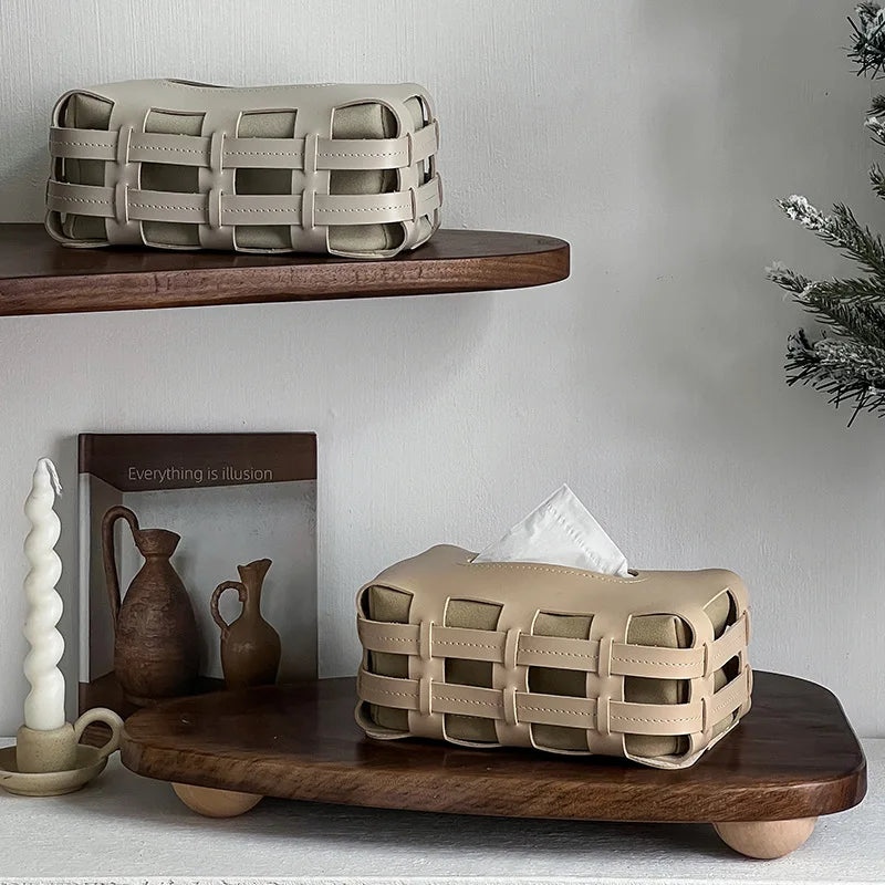 Ludovica Woven Leather Tissue Boxes